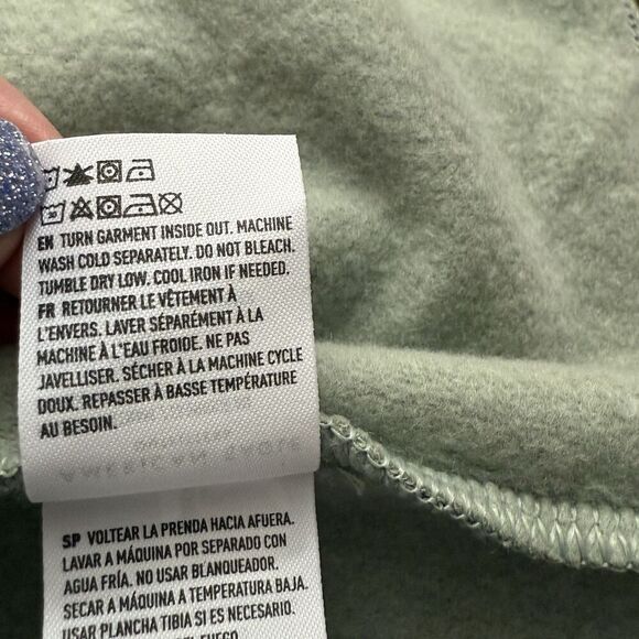 American Eagle Animal Print Fleece Pullover XL Sage Green Long Sleeves Cozy - Picture 14 of 15